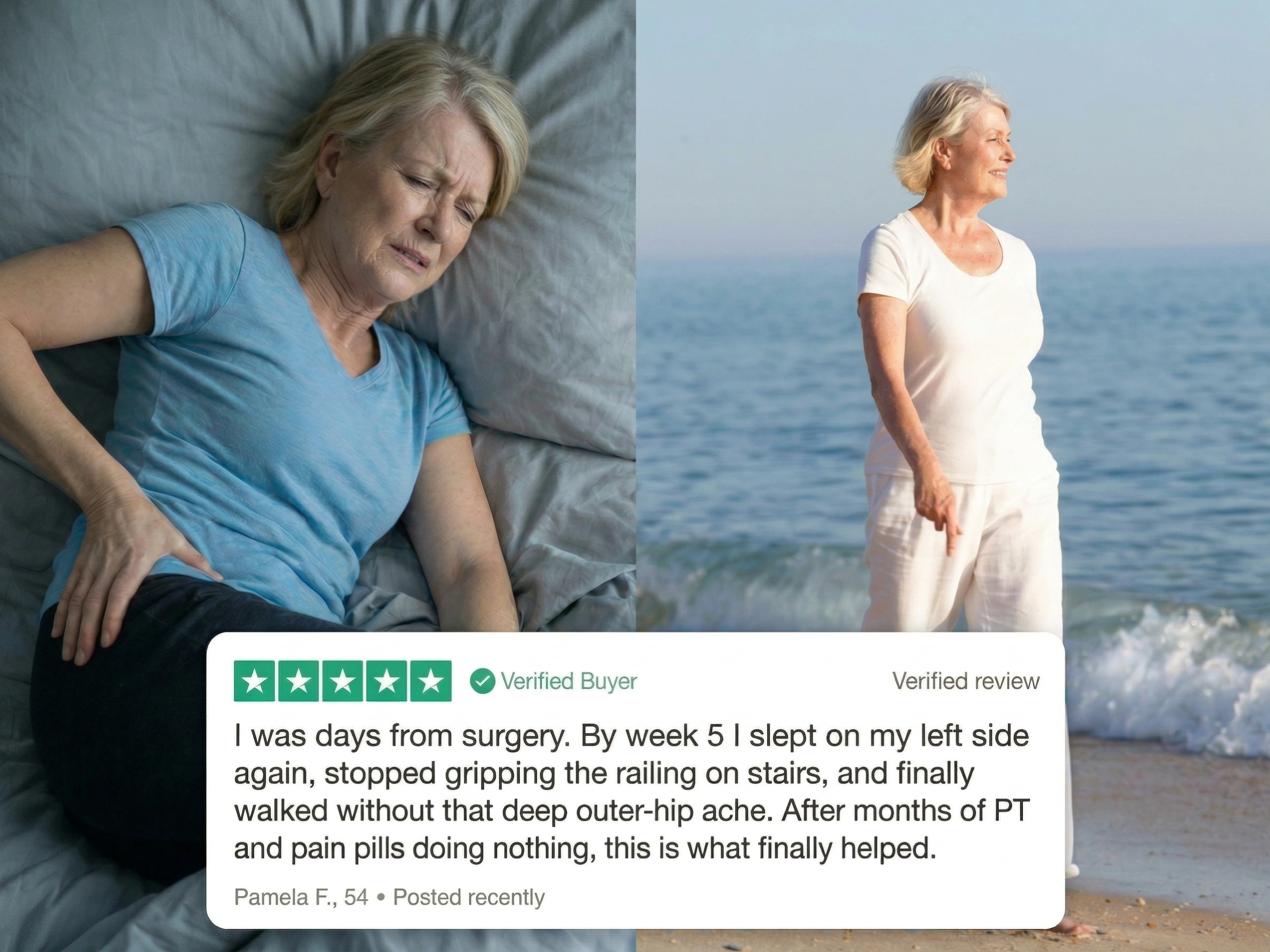 Customer review: slept on my side again by week 5