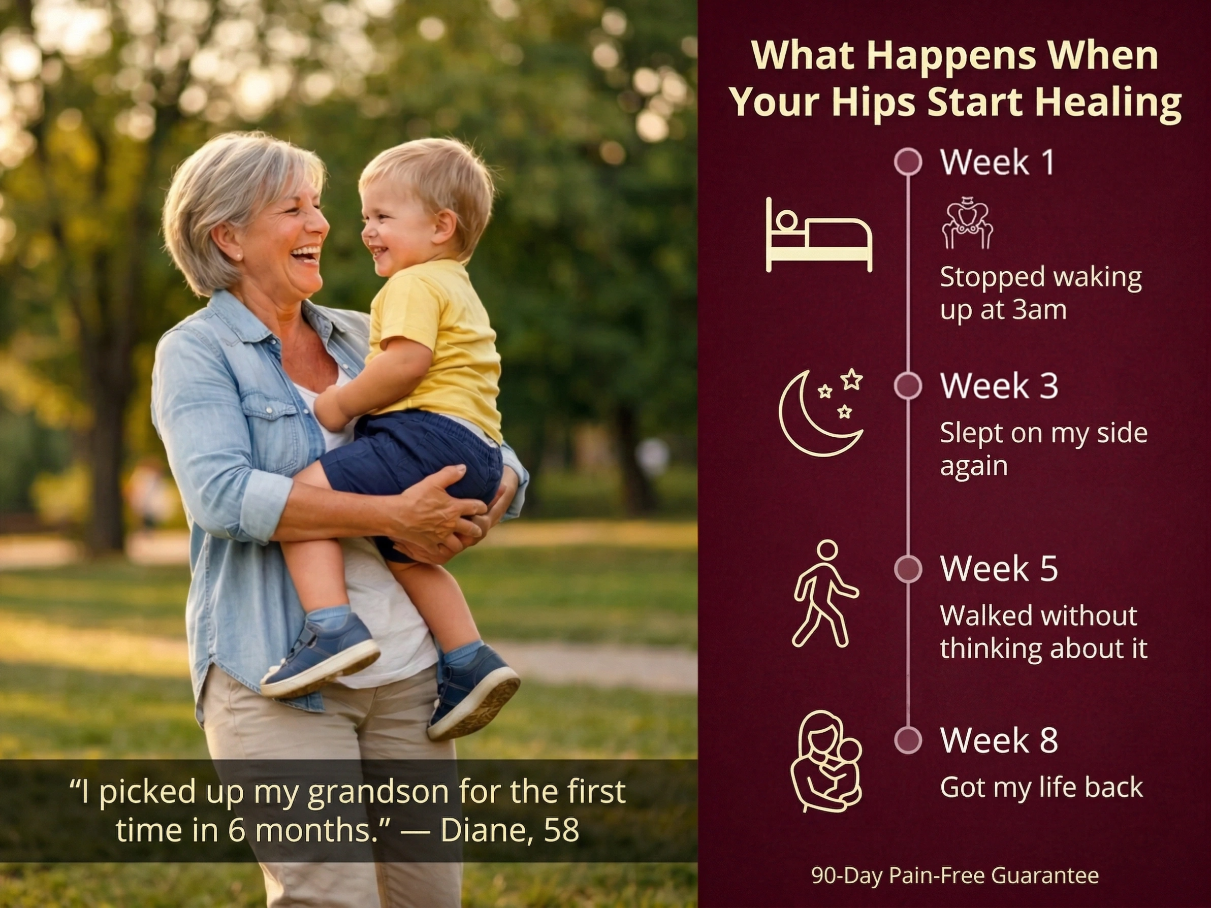 What happens when your hips start healing: week 1 to week 8