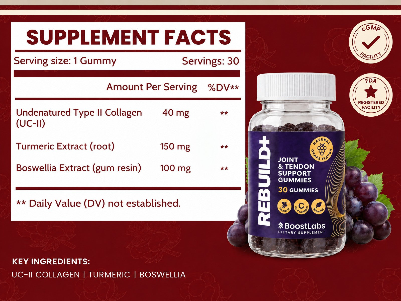 Rebuild+ supplement facts